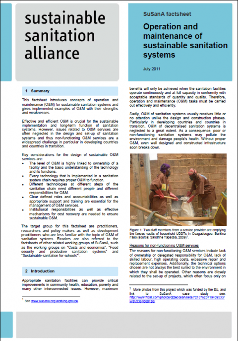 operation and maintenance of sustainable sanitation systems susana