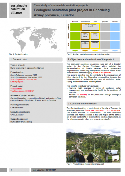 Ecological Sanitation pilot project in Chordeleg Azuay province, Ecuador (draft)
