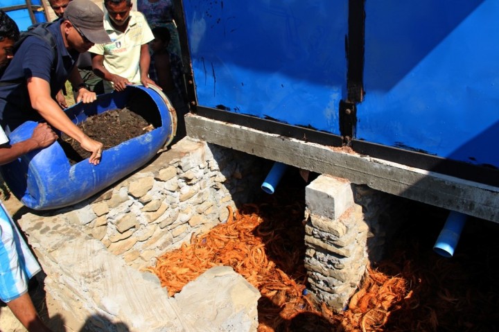 Tiger Worm Toilets for sanitation in humanitarian camps in Myanmar