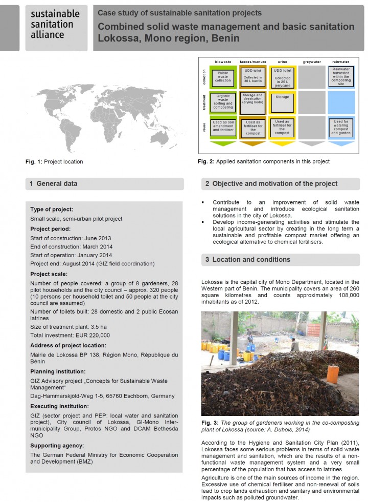 Combined solid waste management and basic sanitation Lokossa, Mono region, Benin