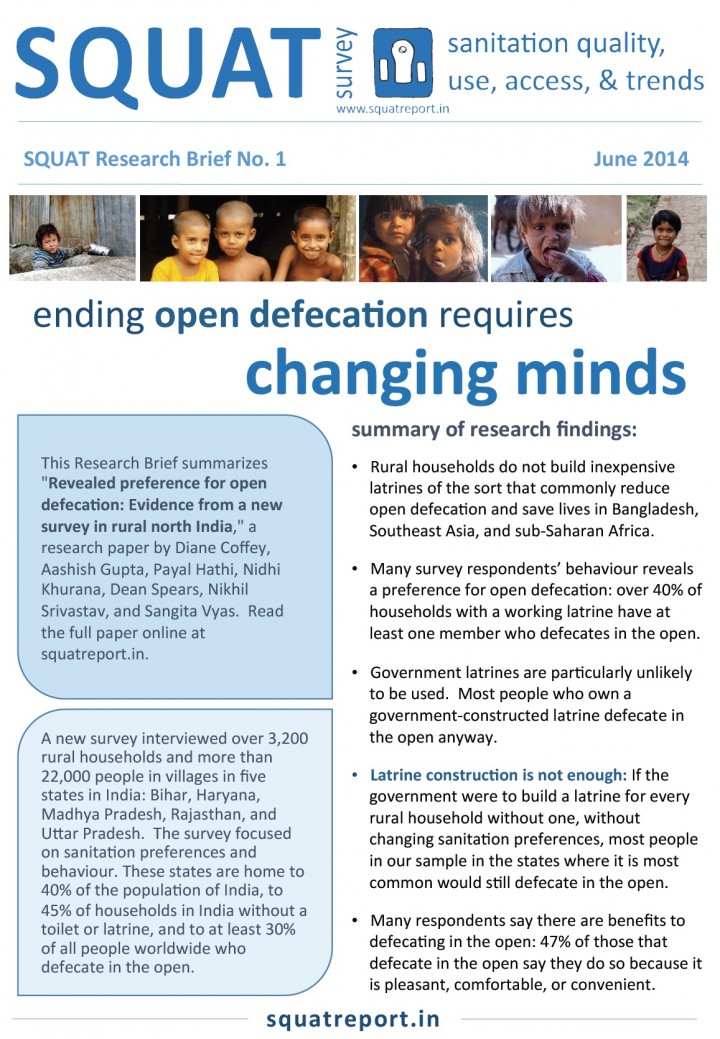 SQUAT (Sanitation Quality, Use, Access, and Trends): Evidence based sanitation advocacy for India
