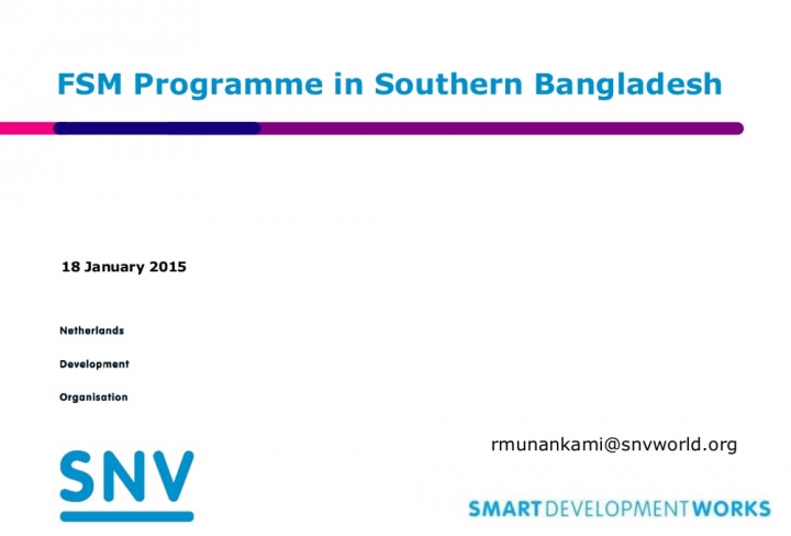 Demonstration of pro-poor market-based solutions for fecal sludge management in urban centers of Southern Bangladesh