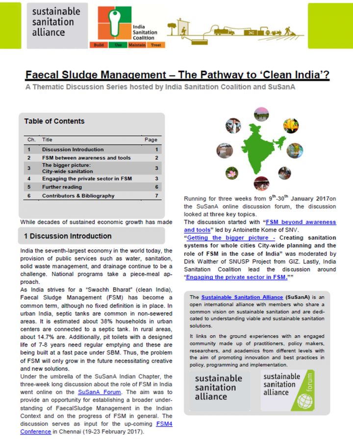 Faecal Sludge Management - The pathway to  ‘Clean India’?