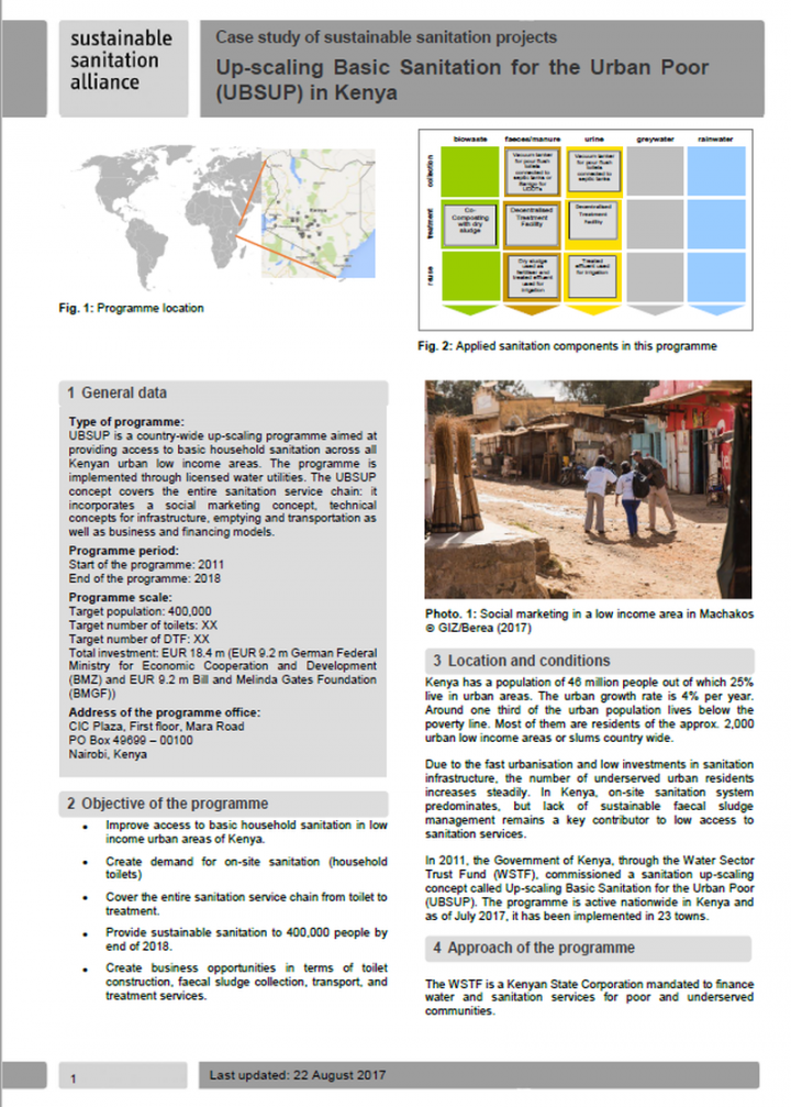 Up-scaling Basic Sanitation for the Urban Poor (UBSUP) in Kenya