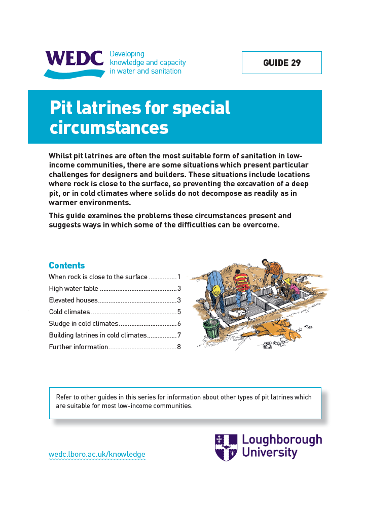 Pit latrines for special circumstances