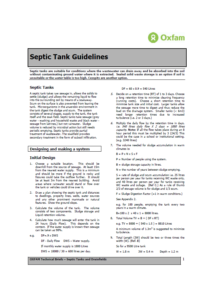 Septic Tank Guidelines