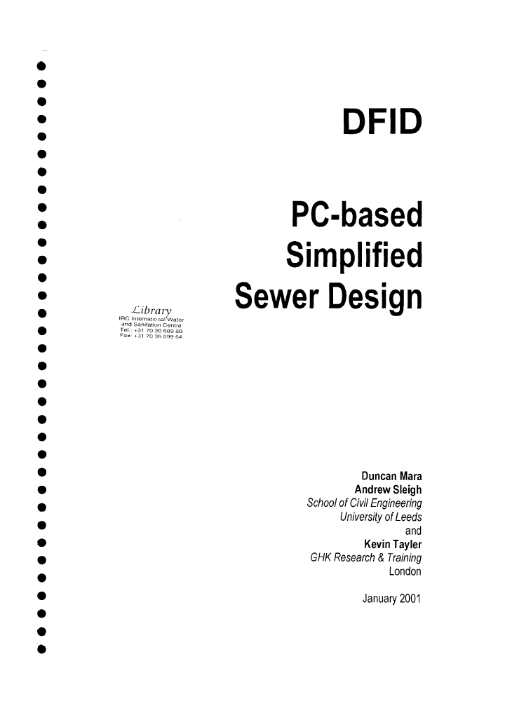 PC-Based Simplified Sewer Design