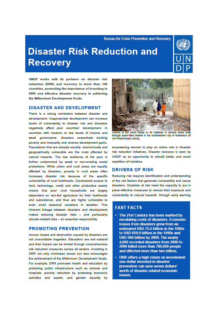 Disaster Risk Reduction and Recovery