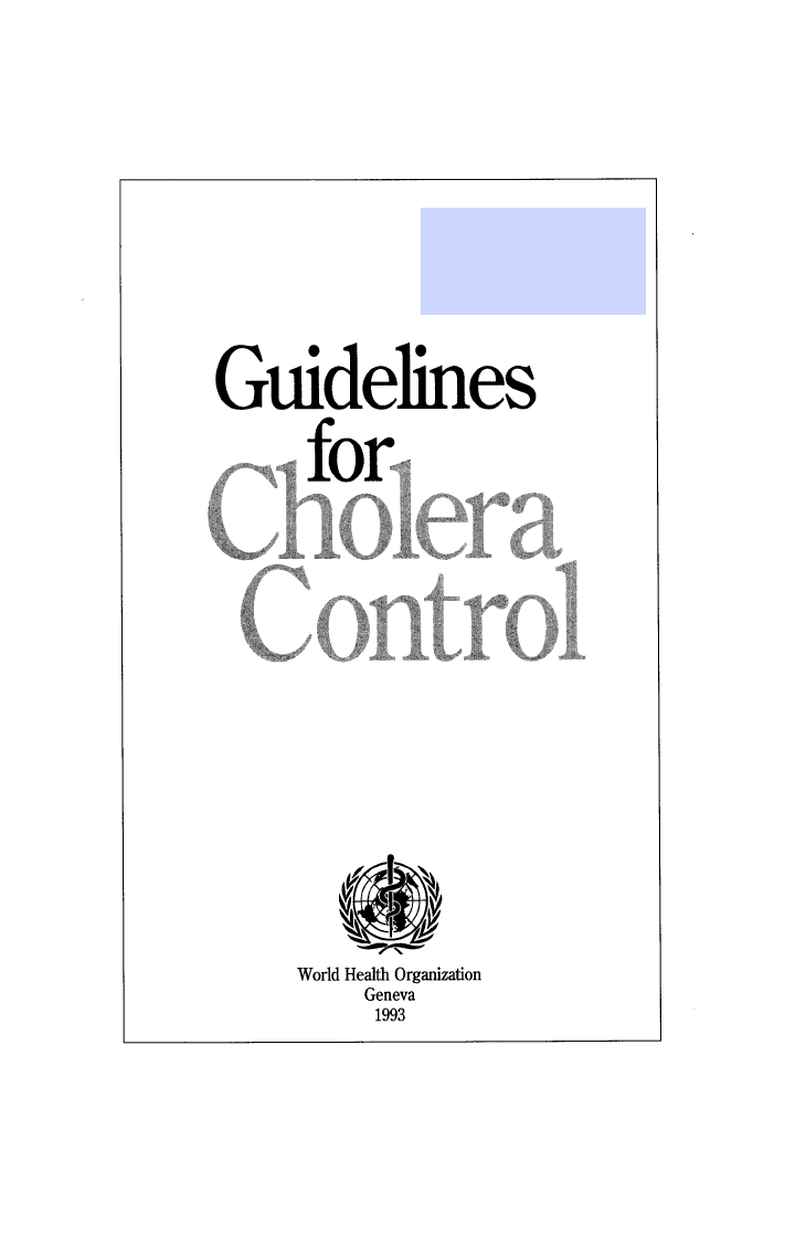 Guidelines for Cholera Control