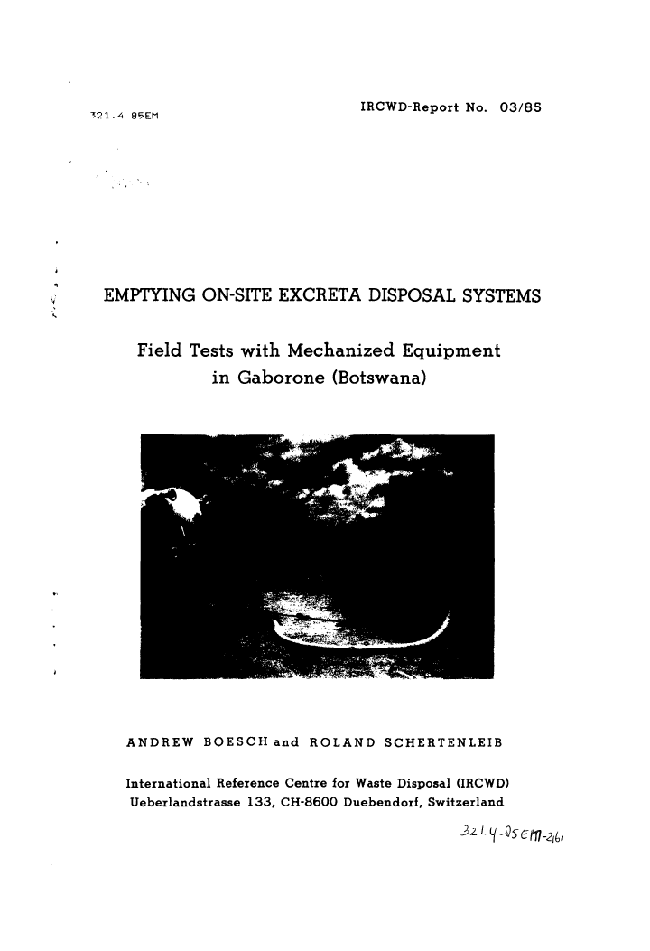 Emptying on-Site Excreta Disposal Systems