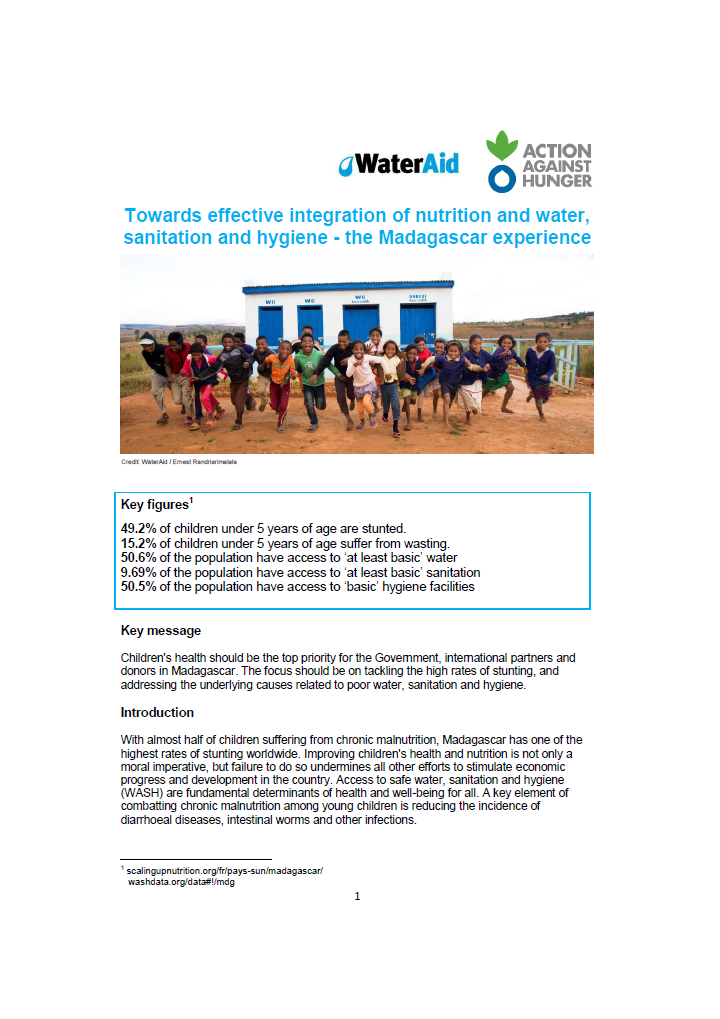 Towards effective integration of nutrition and water, sanitation and hygiene - the Madagascar experience