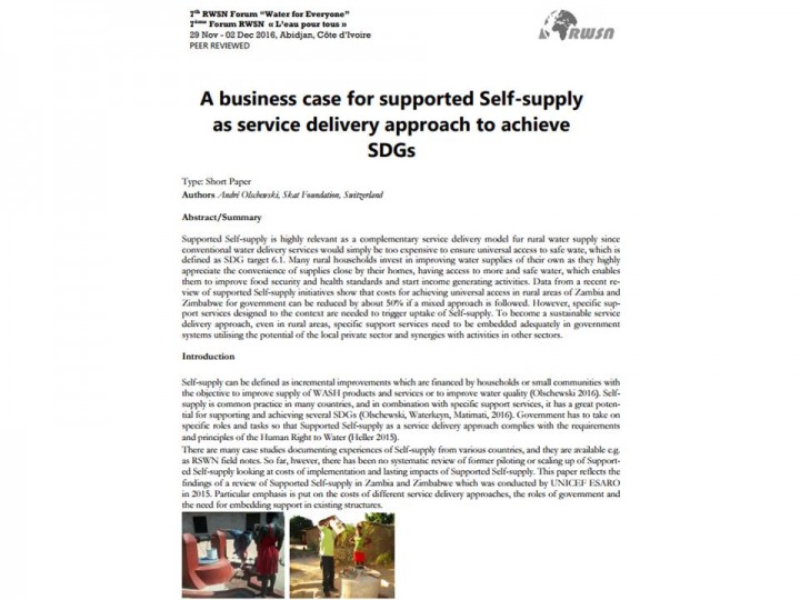 A business case for supported Self-supply as service delivery approach to achieve SDGs