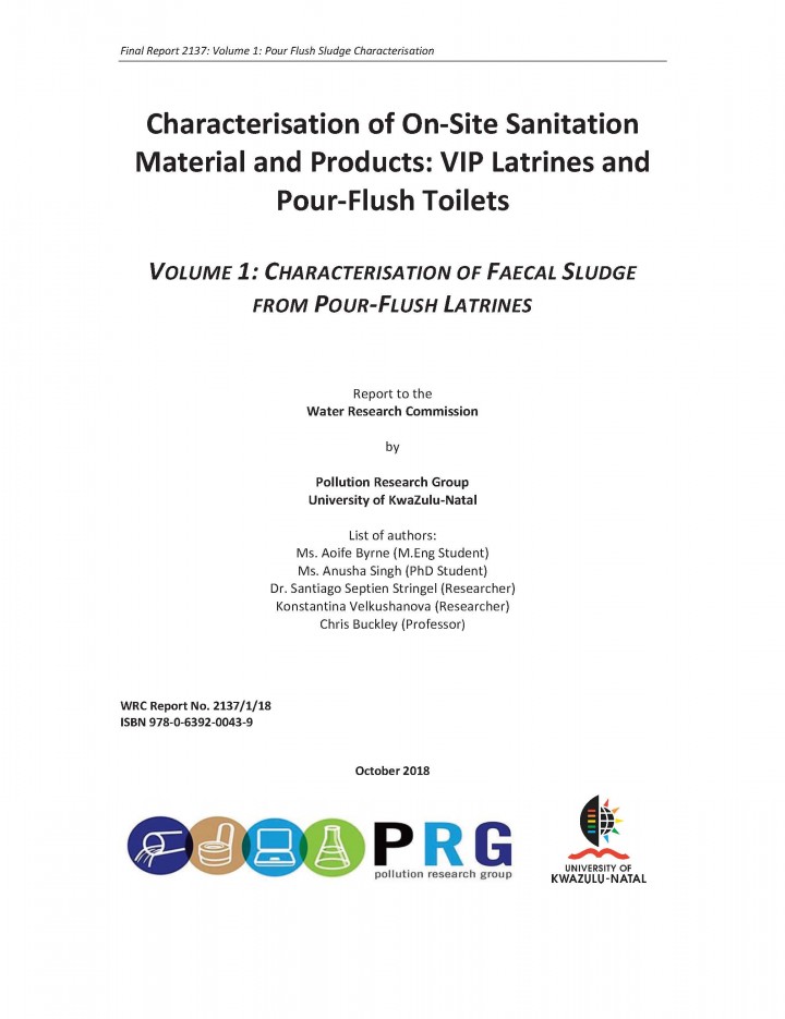 Final report WRC project K5/2137: Characterisation of On-Site Sanitation Material and Products: VIP Latrines and Pour-Flush Toilets (Volume 1 and 2 available)