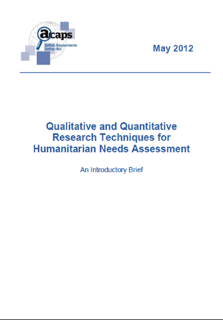 qualitative and quantitative research techniques for humanitarian needs assessment